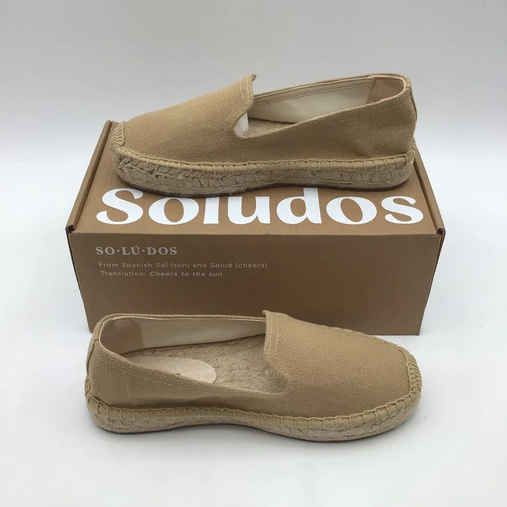 Soludos Womens Smoking Platform Espadrilles Safari Brown Shoes Size 5 - 5.5 NEW